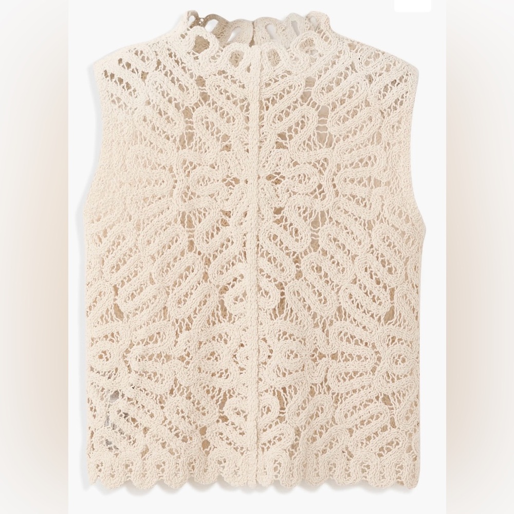 Mango Crochet Crop Top in Cream